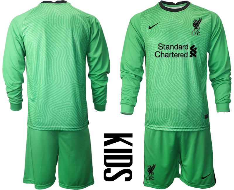2021 Liverpool green goalkeeper long sleeve Youth soccer jerseys